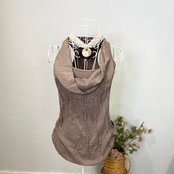 Stunning vintage y2k brown layered cowl neck tank top - Picture 2 of 5
